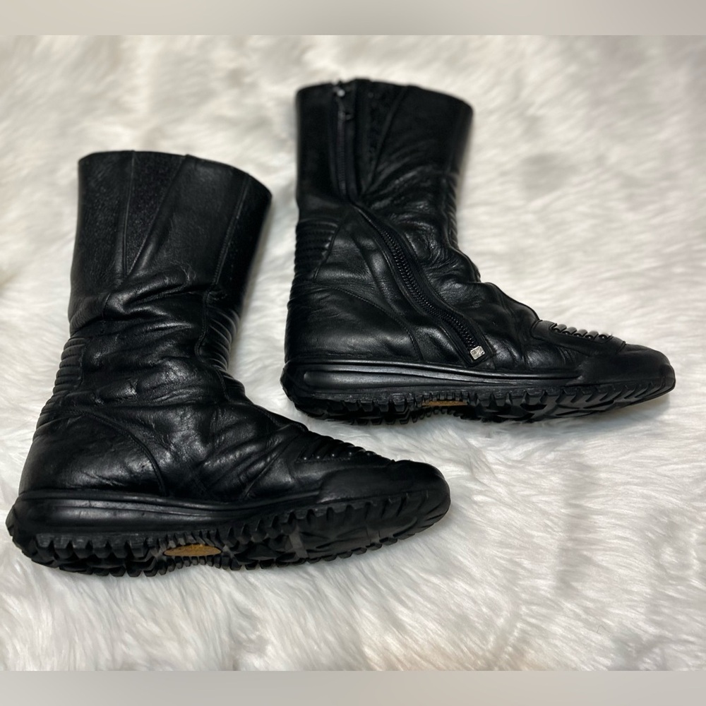 BMW Black Leather Motorcycle Riding Boots with Zipper - Picture 6 of 8